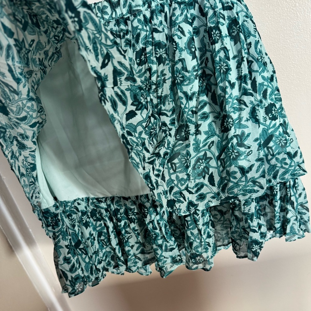 NWT - Anthropologie‎ Nikasha turquoise floral tier short skirt with beading. - Picture 8 of 12